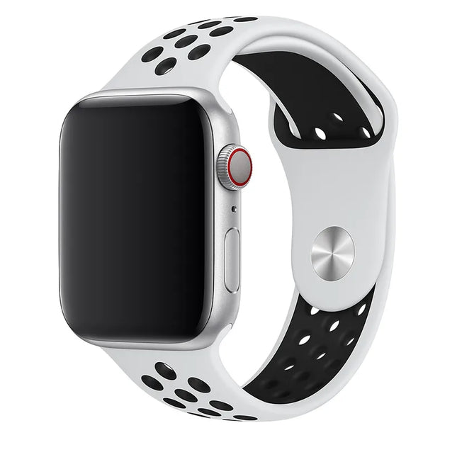 Apple Watch Nike Sportarmband 45 mm – Reines Platin/Schwarz