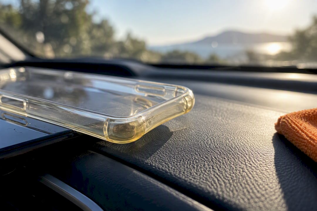 Gelbstich an der transparenten Hüllenkante durch UV-Licht