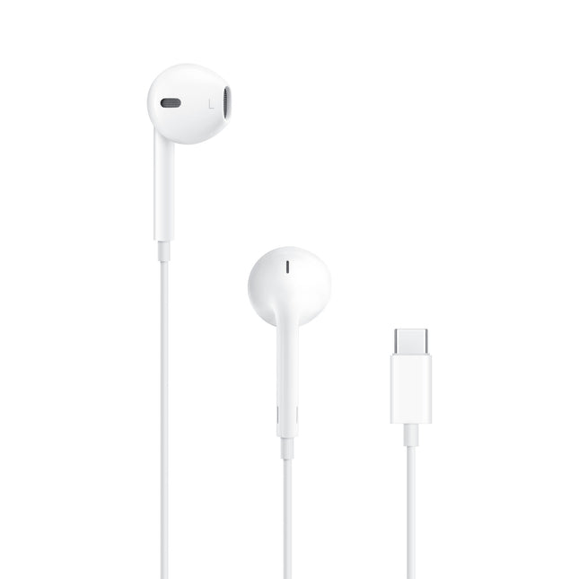 Apple EarPods met USB-C, wit, zijkant en aansluiting