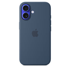 Siliconenhoesje met MagSafe voor iPhone 16 in Denim, vooraanzicht