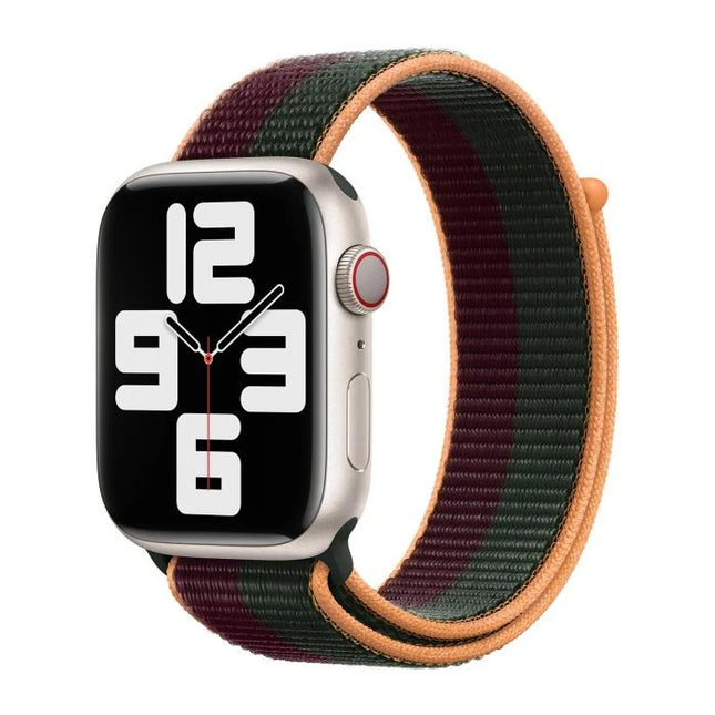 Apple Watch Sportarmband mit Klettverschluss | Dunkelrot & Grün