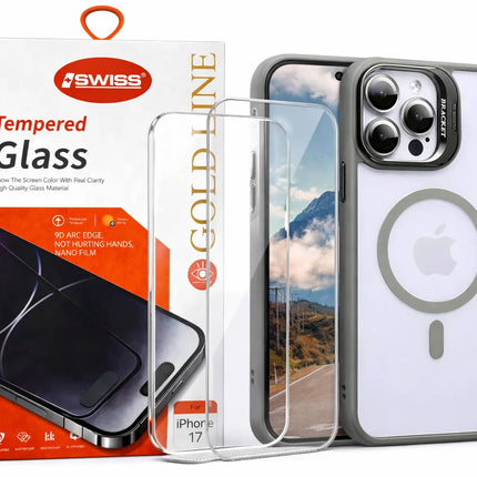 iPhone 17 Case Transparent with MagSafe + Screen Protector | Shockproof & 9D Tempered Glass